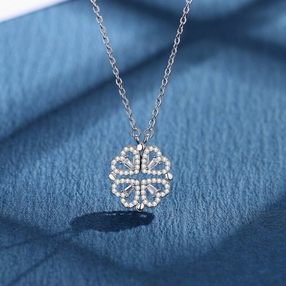 Clover Necklace | 18K Gold / Platinum Coated 925 Silver | Lucky Four Leaf Clover - Picture 4 of 8